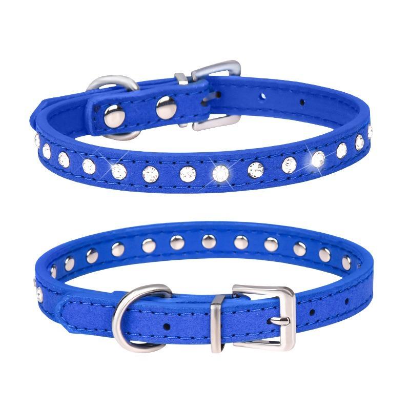 Rhinestone Pet Collar Shiny Row Diamond Dog Collar Microfiber Soft Comfortable Cat Ring