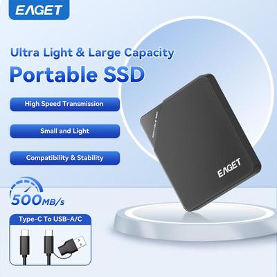 Portable Solid State Drve, USB-3.2 SSD-Drive Data Storage Type C+USB A Fast Solid State Drves for Iphone 16/ 15/ Android/ Windows/ Mac Tv, Table