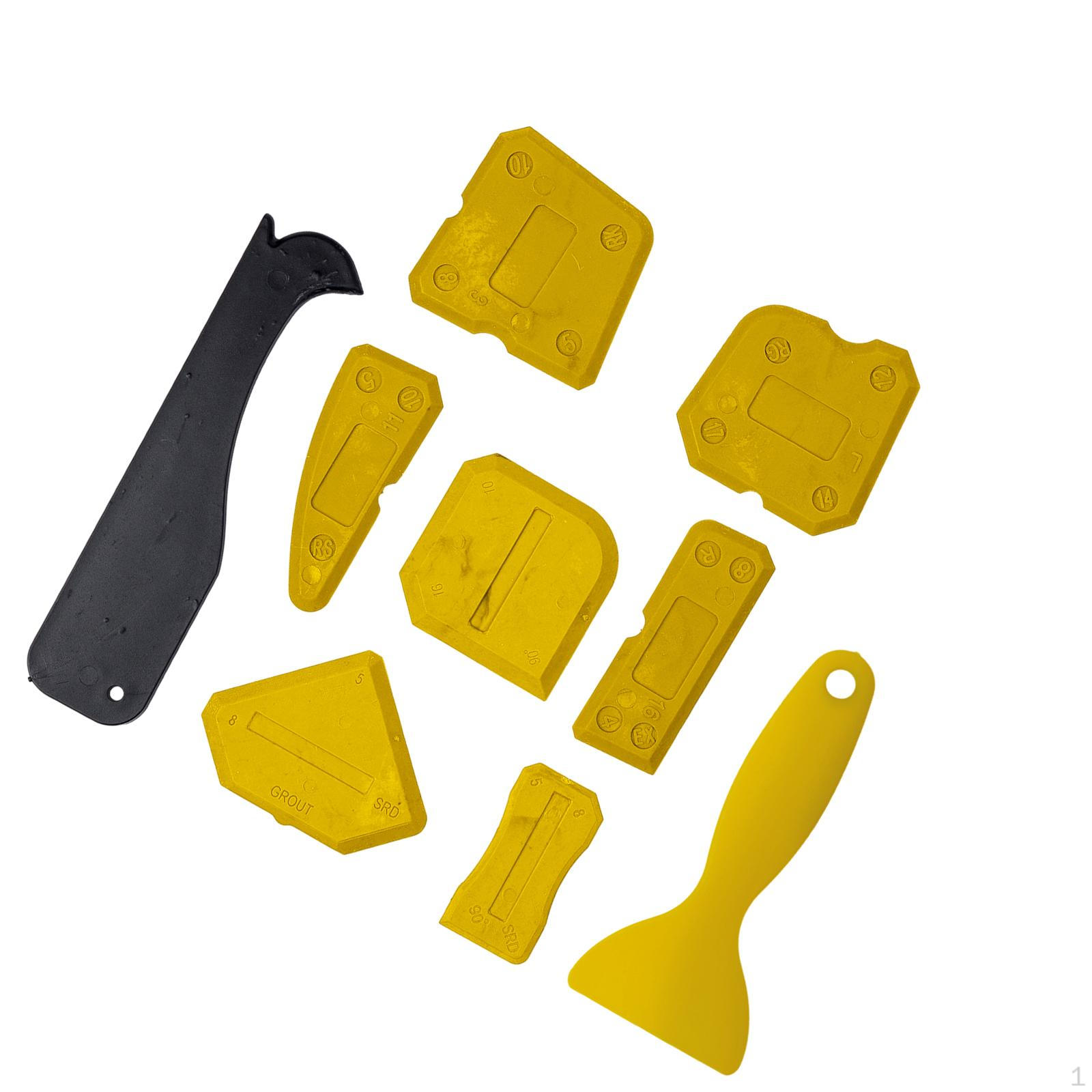 

9 Piece Caulking Tool Set for Grout and Sealant Application in Sinks Floors жовтий