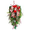 Xmas Teardrop Swag Ornament Artificial Teardrop Swag with Bell for Front Door Mantle Wall Indoor Home Decor
