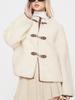 Winter Women's Thick Faux Fur Buckle Crew Neck Long Sleeve Short Cardigan Fashion Chic Coat