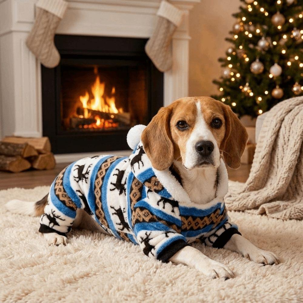 Hooded Design Xmas Dog Clothes Reindeer Winter Dog Clothes Dog Four Legged Coat  Photo Prop