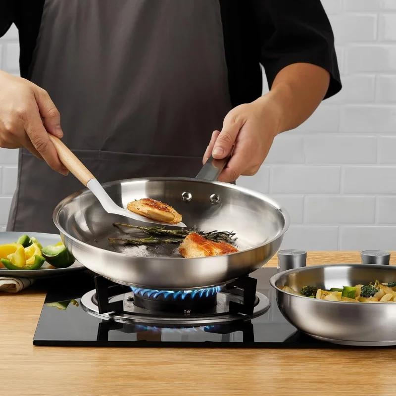 KOCH SYSTEME CS 8/10 Zoll Bratpfanne Edelstahl Steakpfanne mit 3-lagigem Boden Raucharm Kochtopf für Universalkochfelder