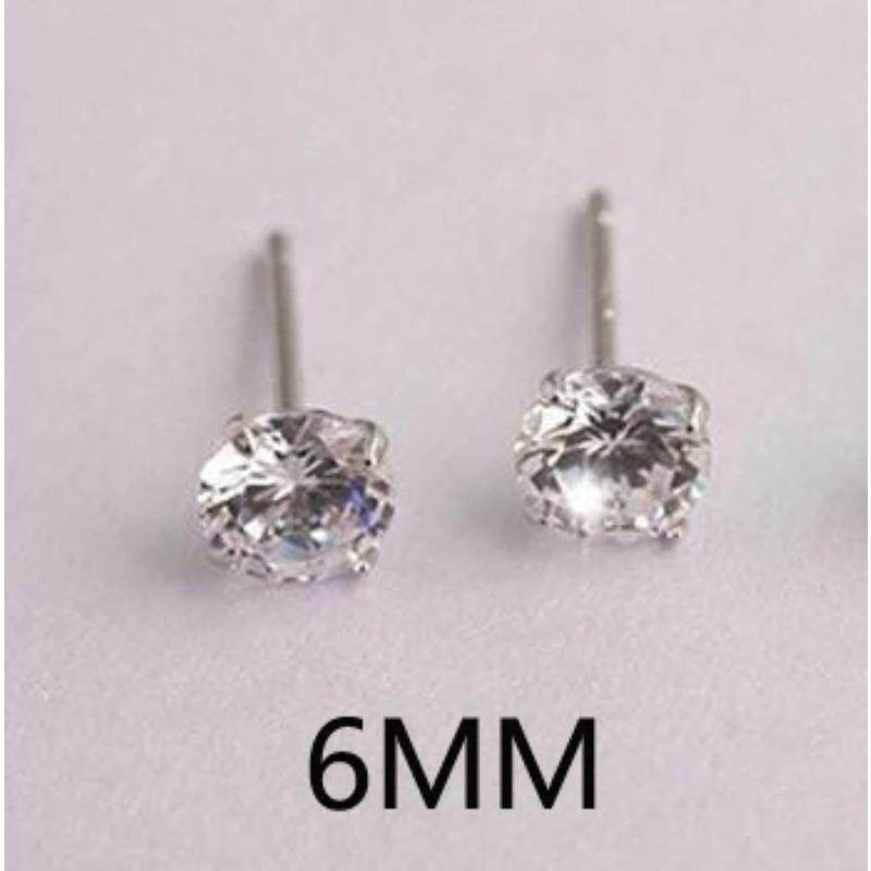 2/3/4/5/6/7/8mm Round Lab Diamond Earrings 100% Real 925 Silver Earrings For Women Small Screw Stud Earrings