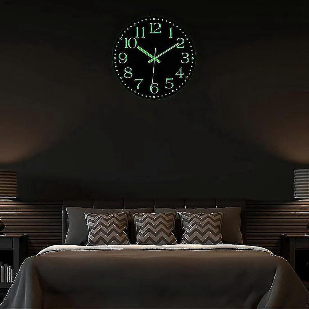 Luminous Wall Cloc,12 Inch Silent Non-ticking Battery Operated Clock, Lighted Wall Clock Decoration