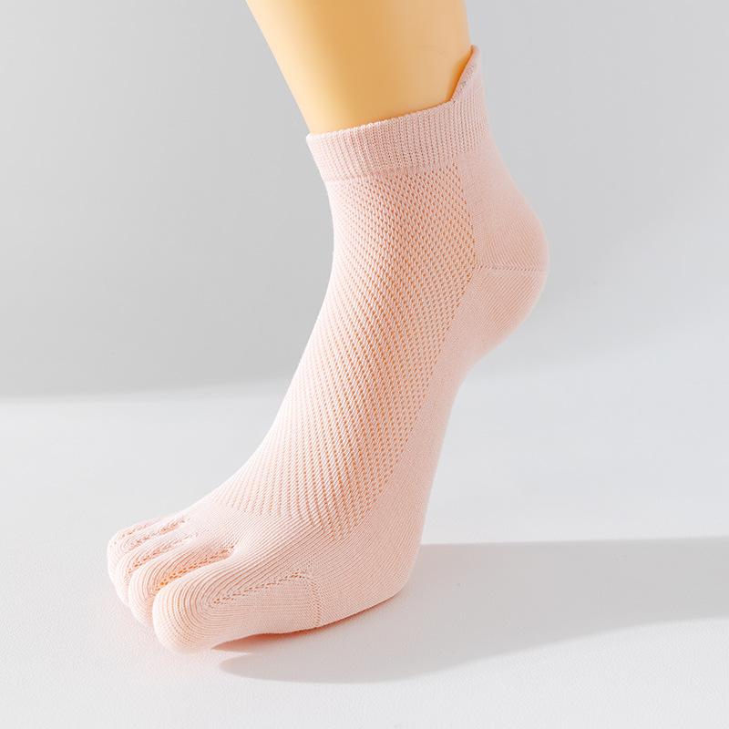 Female Summer Mesh Cotton Anti Pilling Anti Skid Short Tube Five Finger Socks