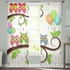 Draperii drăguțe cu ramură de bufniță din desene animate cu balon, perdele transparente pentru sufragerie, dormitor, perdele din tul, tratamente pentru ferestre de bucătărie, draperii cu panouri