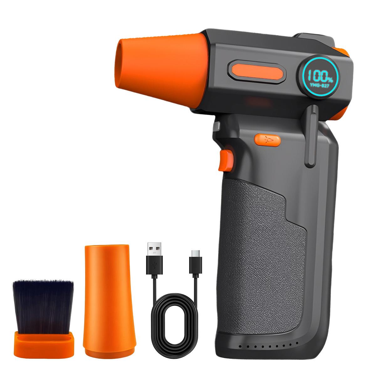 

2025 New Rechargeable Turbo Blower Jet Fan Electric Air Duster 3-Speed Adjustable Powerful Blower For Car And Keyboard Cleaning помаранчевий