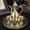 European Wine Set, Alloy Home Wine Pot Wine Glass Set, Golden Vintage Wine Glass, Wine Pot Home Living Room Decoration,24cm,1Set