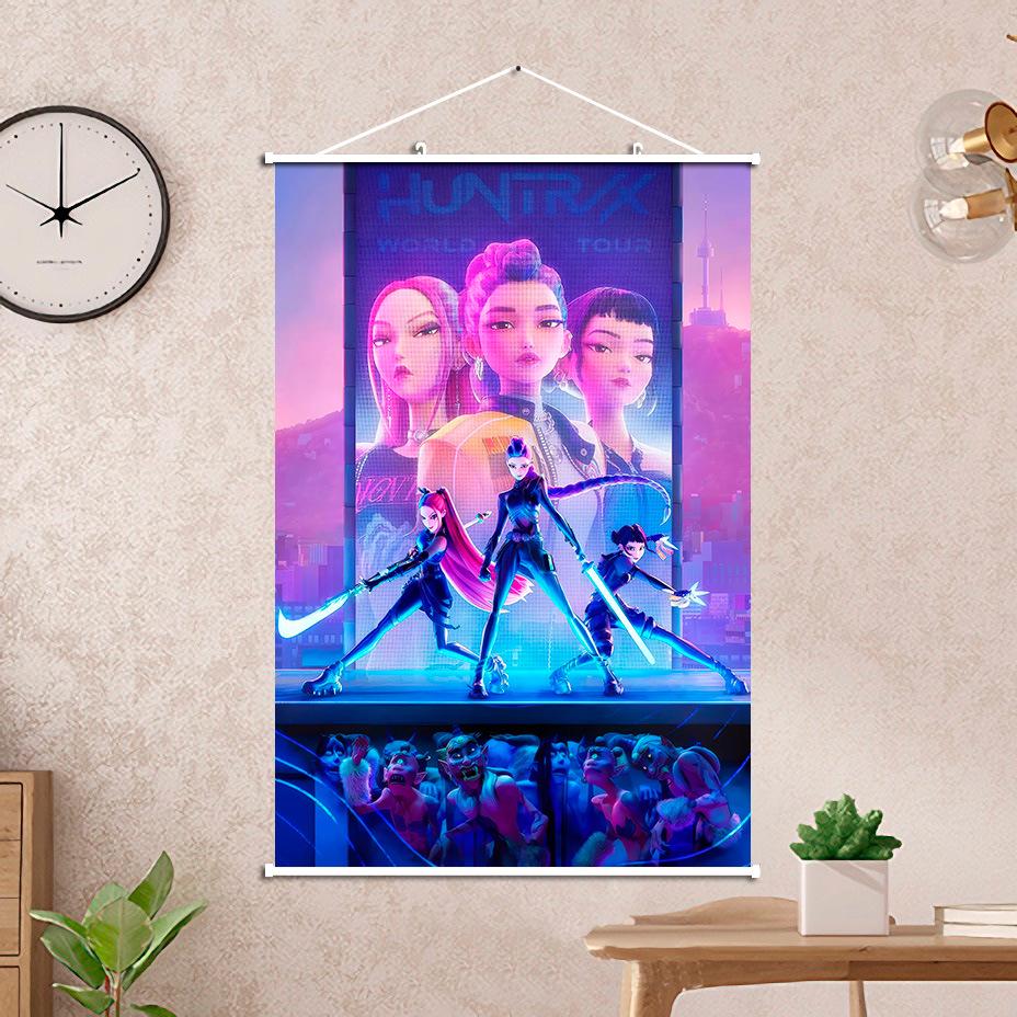 Hunter Girls K-Pop Demon Hunters Hanging Scroll (60x90 CM) Wall Art