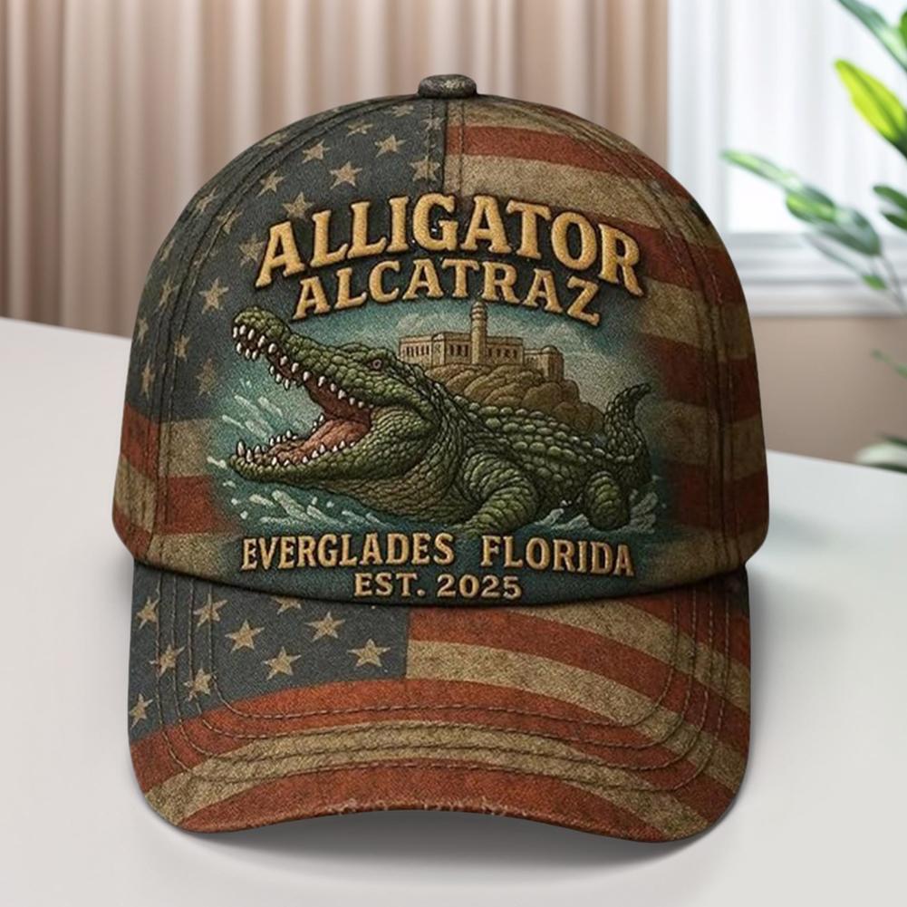 Cotton Outdoor Sun Hat Sun Protection Casual Baseball Cap Breathable Crocodile Alcatraz Streetwear Cap for Hiking Camping Picnic