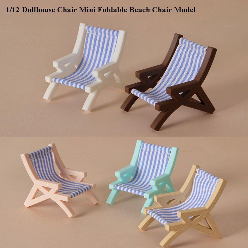 Multicolors Foldable Beach Chair Model Plastic Doll Summer Vacation Chair For OB11 Doll