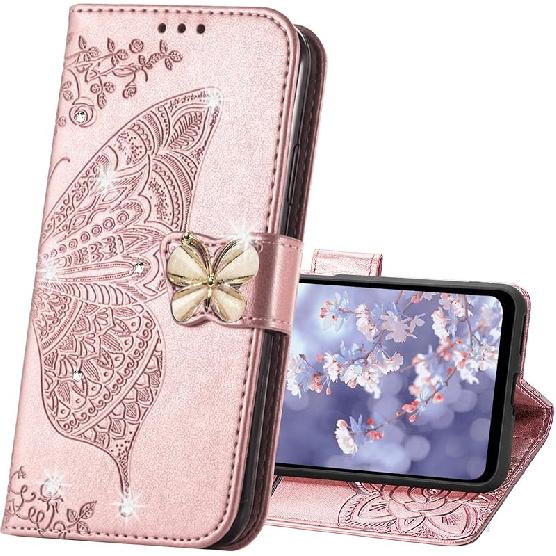 Für Galaxy S24 FE Handyhülle Brieftasche, Damen Flip Folio PU Leder Schutzhülle Handschlaufe Kartenfächer Halter Ständerhülle für Samsung Galaxy S24 FE