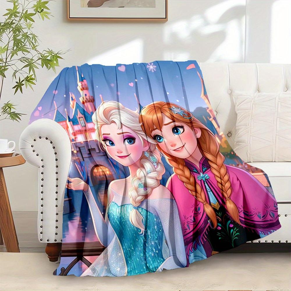 

1pc Flannel Ice Princess Elsa and Anna Magic Heart Glow Throw Blanket Suitable for Bed Sofa Gift 75x90cm