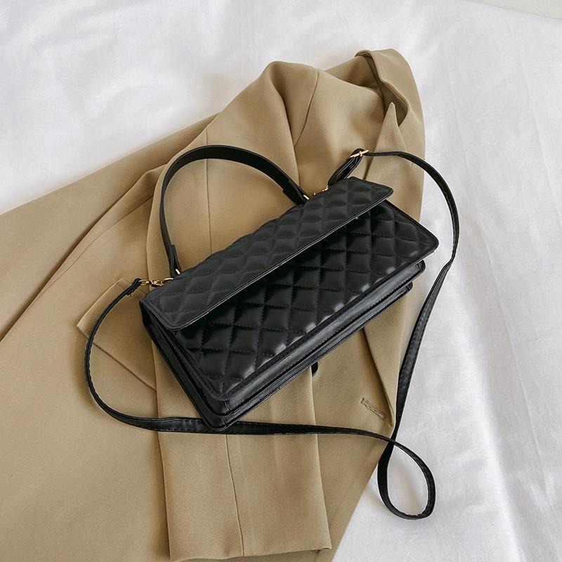 Модная Корейская Стильная Маленькая Квадратная Сумка для Осенней Моды Модный Плечевой Кросс-боди Кошелек чёрный