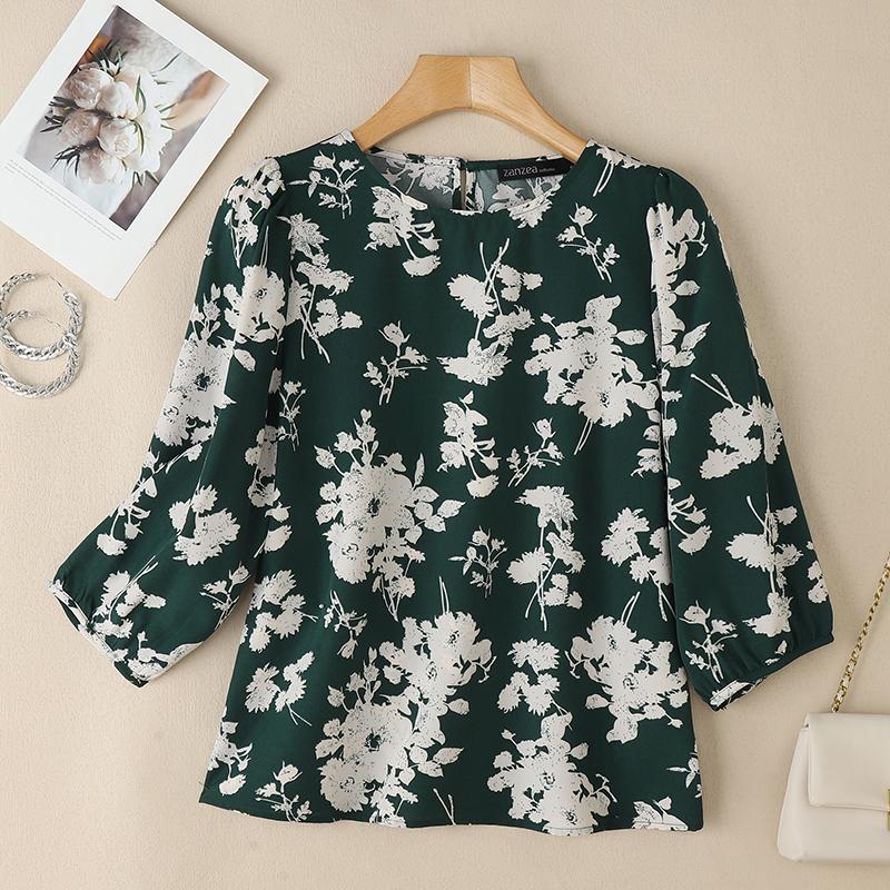 ZANZEA Floral Print Summer Casual 3/4 Sleeve Loose Blouse