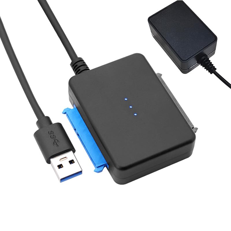 

SATA to USB Converter Cable for SSDs and USB Simultaneous Data Supports Windows and Supports up to 16TB 2.5 /3.5 HDDs, Connection, Transfer, 10, Mac, чорний