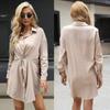 Amazon Cross-border Women's Clothing Autumn New French Shirt Lapel Kink Long-sleeved Shirt Dress Women