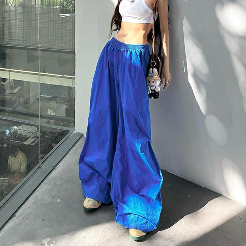 Women's Plus Size Solid Color Straight Leg Work Pants Pocket Elastic High Waist Casual Pants