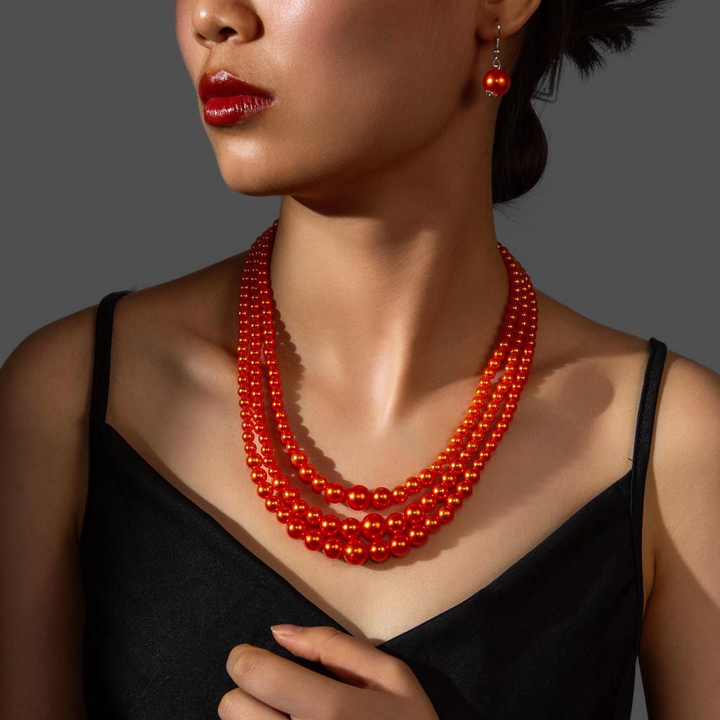 Pearl European Fashion Jewelry Set With Pendant For Women And Men