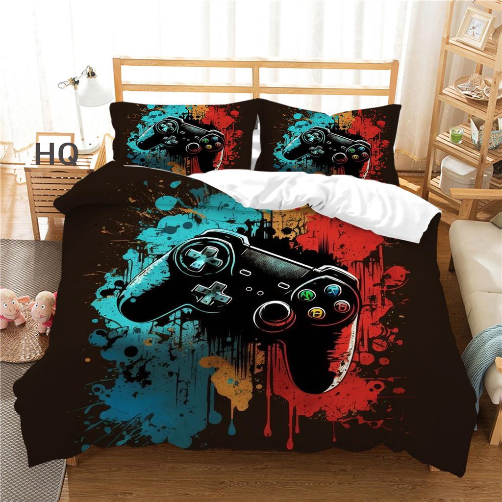 3D Player Bedding Game Handle Quilt Cover 2 or 3 Double Bed Single Bed Full-size Game Machine Printed Bedding Home Decoration