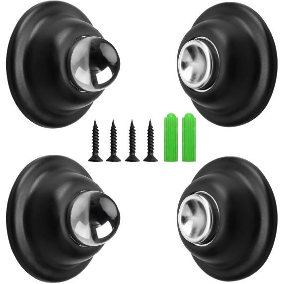 WKZO 4-Pack 1.9 Inch Universal Strong Magnetic Door Stopper, Hundred Funnel Shape for RV/Bedroom/Office Door/Camper,Trailer,Black 2 Packs Black Holder
