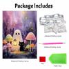 Frameless Pearl Painting Kit Black Cat Mushroom Forest Pattern DIY Shiny Bead Canvas Creative Leisure Craft Gift for Adults Decor
