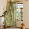 Boho-Vorhänge für Schlafzimmer Wohnzimmer, Baumwoll-Leinen mit Blattdruck, Stangentasche, Rustikales Bauernhaus Bohemian, Quasten, Fensterdekoration
