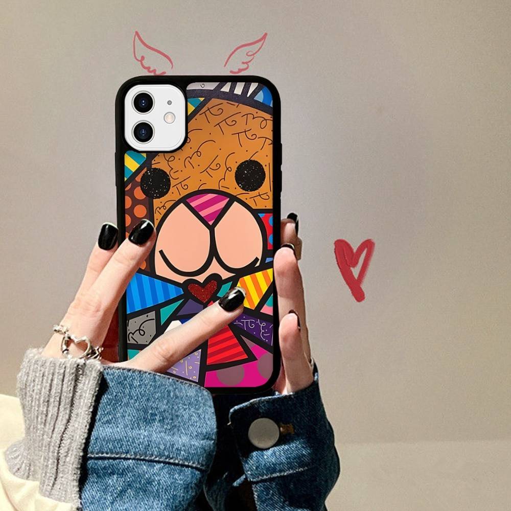 Art R-Romero Britto Phone Case For IPhone 17 16 15 14 13 Plus 12 11 Pro Max PC+TPU Cases Back Cover