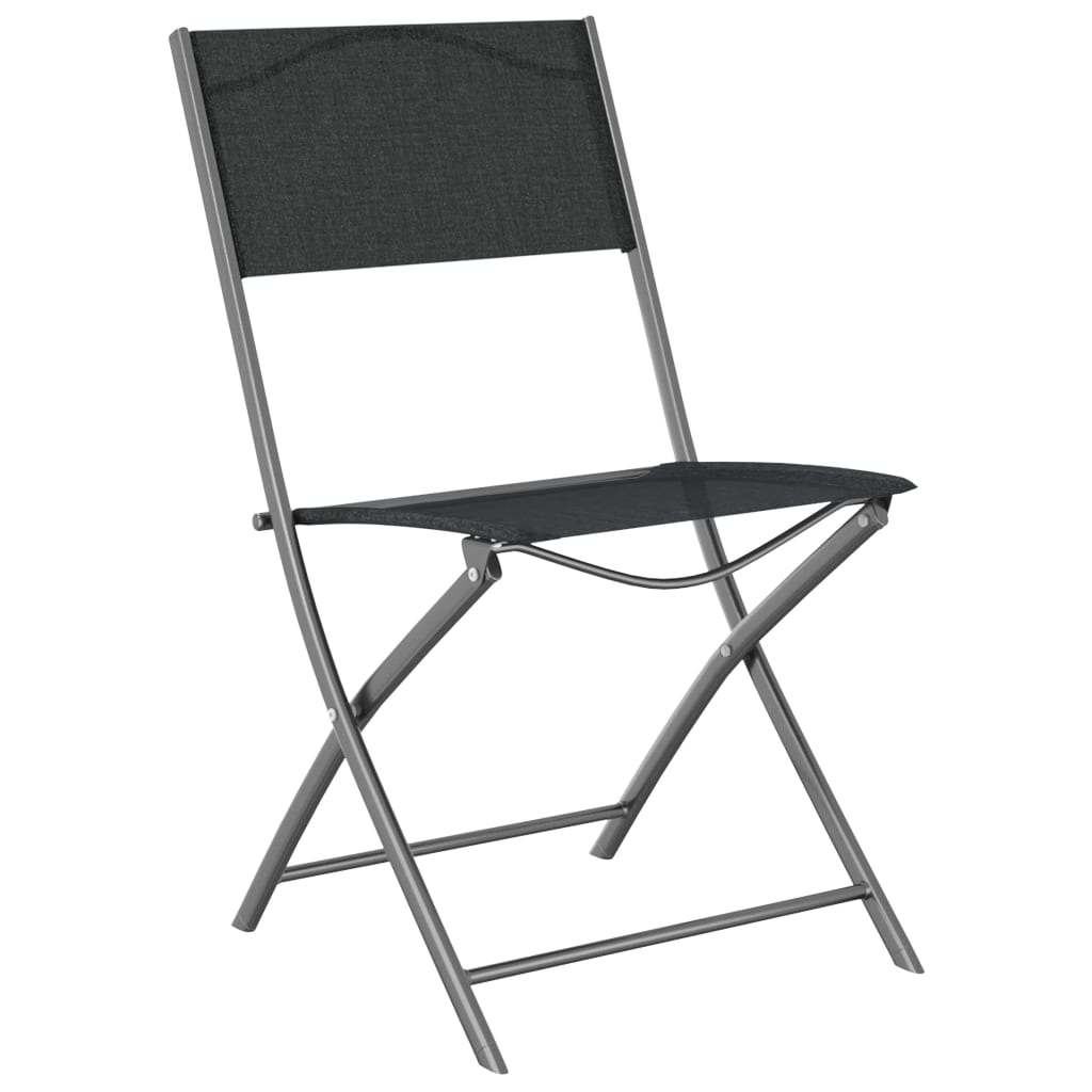 Vidaxl Folding Garden Chairs, 2 Pcs, Black, Steel And Textilene
