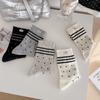Summer Lightweight Ankle-length Sheer Mesh Dotted Stacked Socks, Versatile Long Socks, Pure Cotton Women's Socks