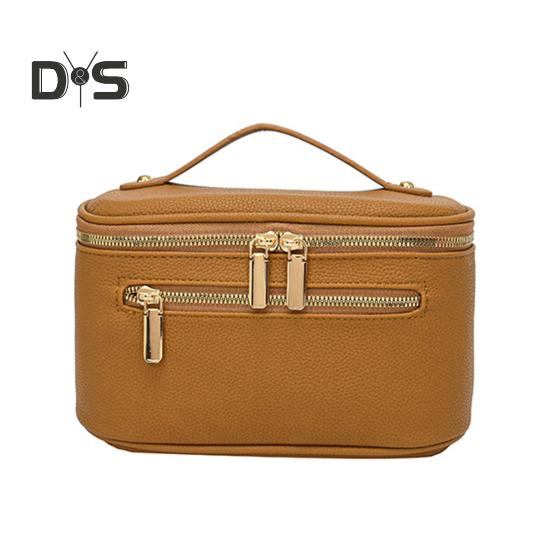 Bolsa de cosméticos, estojo de maquiagem com alça, grande capacidade, fecho de zíper, leve, portátil, bolsa de higiene pessoal para viagem