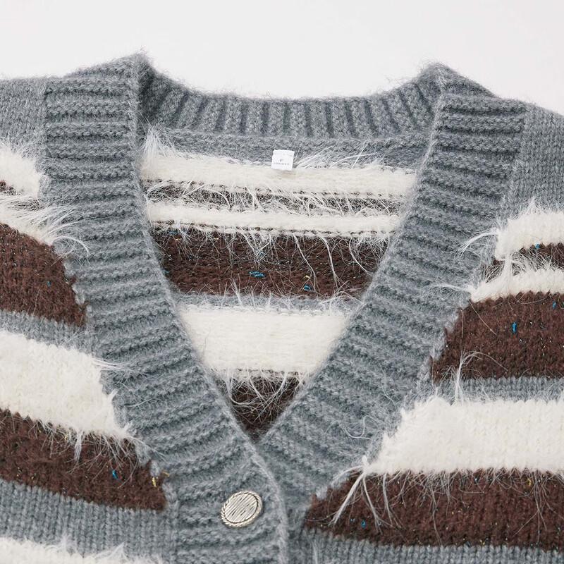 IEF Women's 2025 Autumn Striped Knit Cardigan