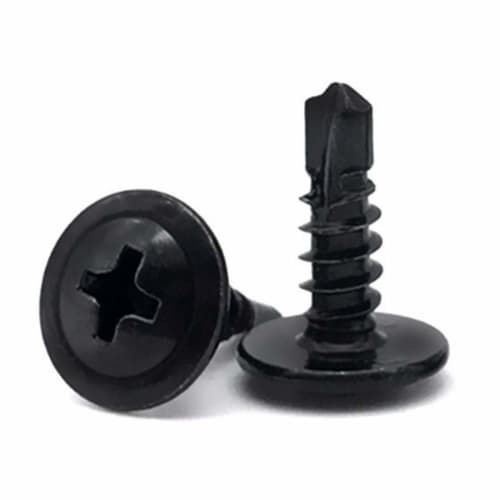 ShopXJ Black Self-Tapping Screws with Thin Washers, M4.2, Pack of 100 (M4.2*16)