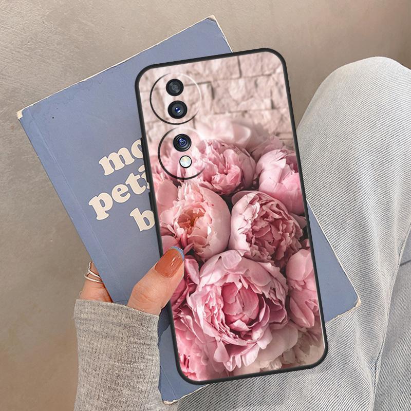 Elegant Pink Purple Peony Flower Case For Honor Magic 8 Pro 5 6 7 Lite Cover For Honor 400 200 90 70 50 X8a X8b X9a X9b X9c