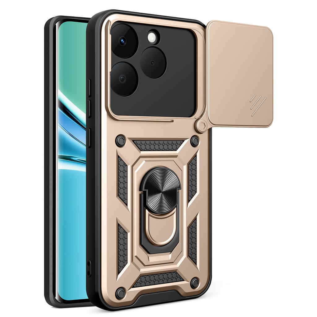 For Realme 15T 5G Case with Slide Camera Lid PC + TPU Kickstand Phone Cover