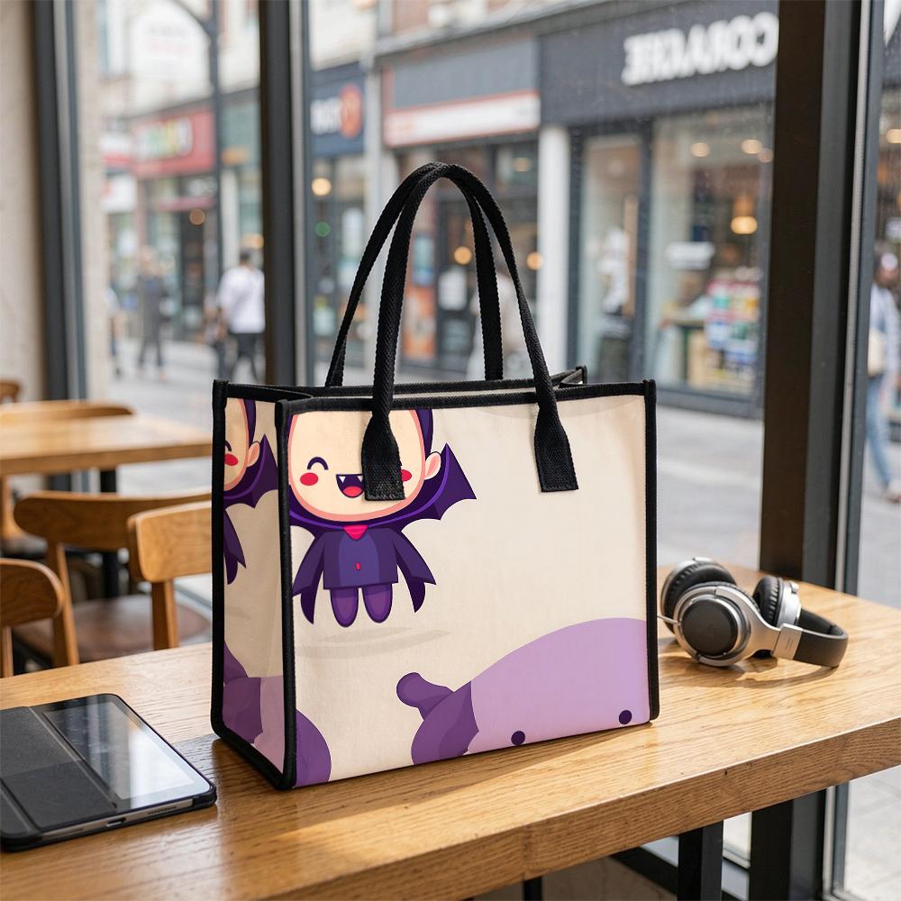 Cute Vampire Print Tote Bag Portable Casual Shopping Handbag for Daily Use