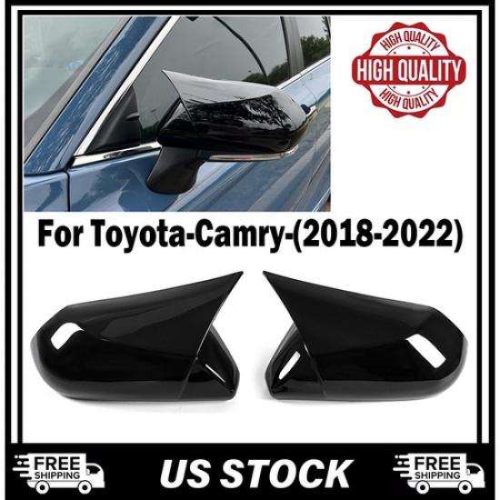Glossy Black Ox Horn Rear View Mirror Cover Caps For Toyota Camry 2018-2022 US