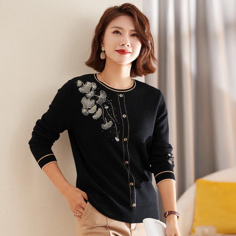 Jianhu Women's 100% Pure Wool Round Neck Sweater