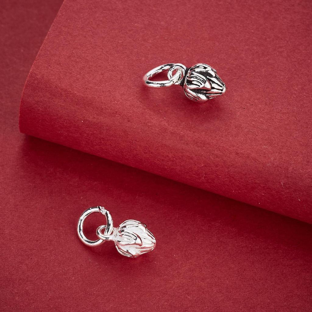 S925 Sterling Silver Retro Lotus Seed Pod Charm for DIY Beading Necklace or Bracelet