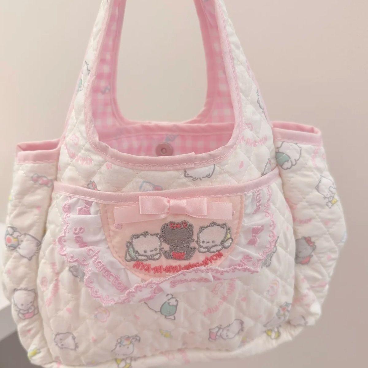 

JIAERDI Sweet Lovely Bow Handbag Women Cartoon Print Embroidery Shoulder Bag Ladies Pink Large Capacity Bento Lunch Box Bag Chic розовый