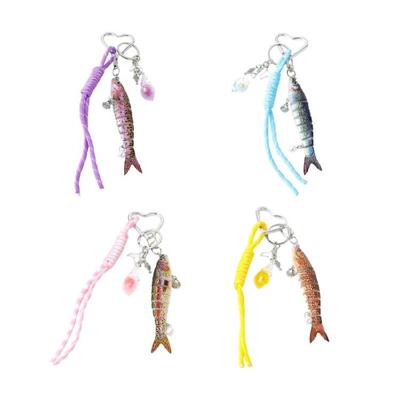 Lure Inspired Keychain Flexible Multi Joint Fish Keyring For Outdoor Enthusiasts ABS Plastic Key Holder Accessory