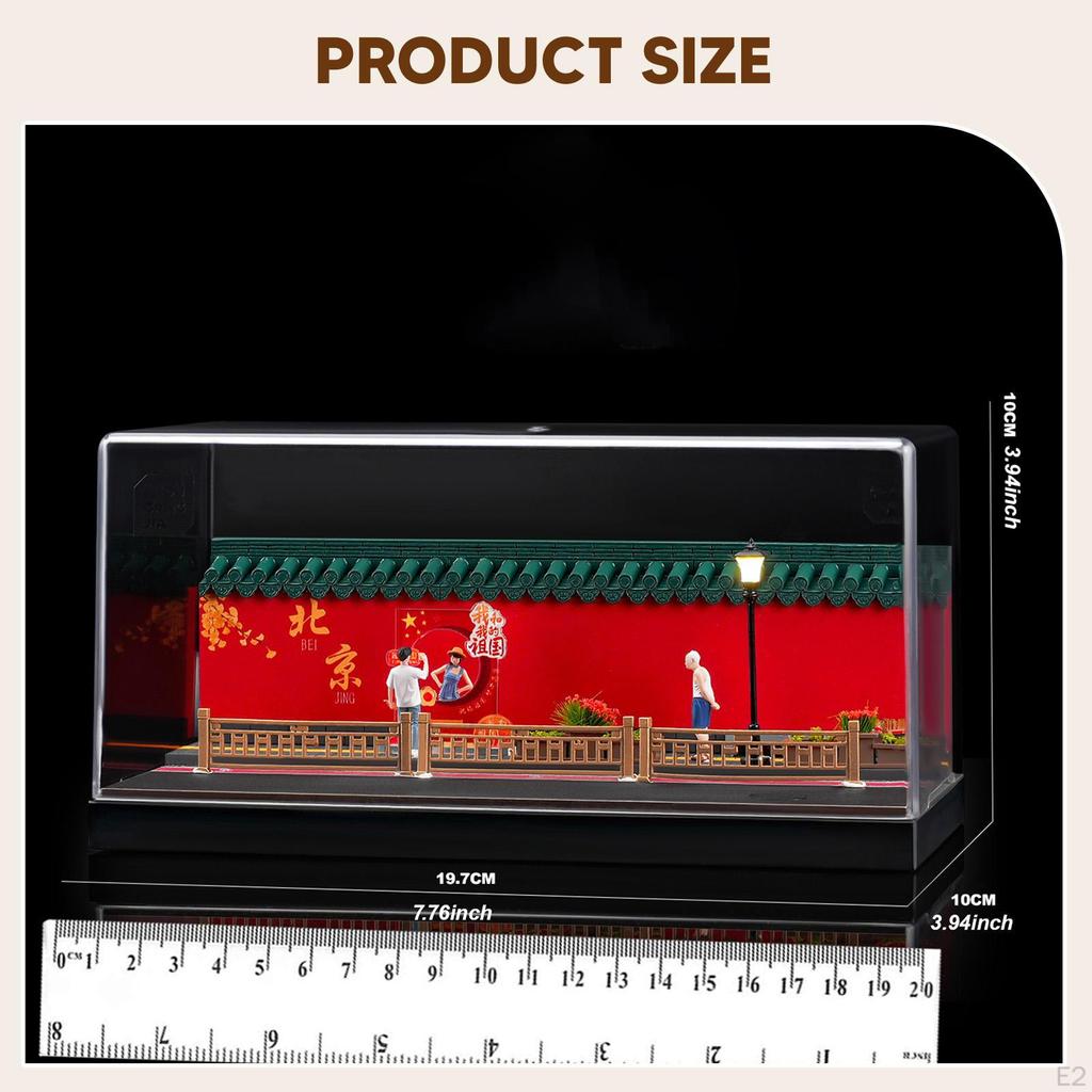 1/64 Model Car Display Case Parking Space Layout Background Simulation Realistic with Street Lamp