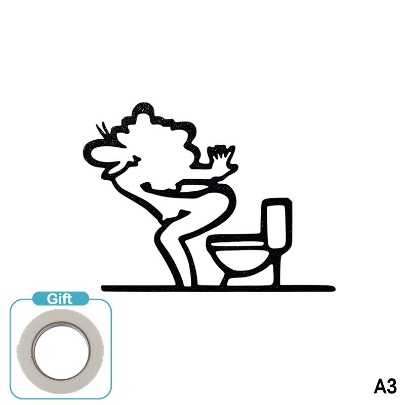 3D Nyomtatott Minimalista Vonalas Faldekoráció Öntapadós WC Jel Vízálló Modern Dísz Fürdőszobába Otthoni Dekoráció