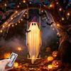 Gruselige Halloween-Außendekorationen Schwingender Geister-Hängeornament mit LED-Lichterkette zur Dekoration, Verstellbare Dekoration Süßes oder Saures Leuchtendes Ornament