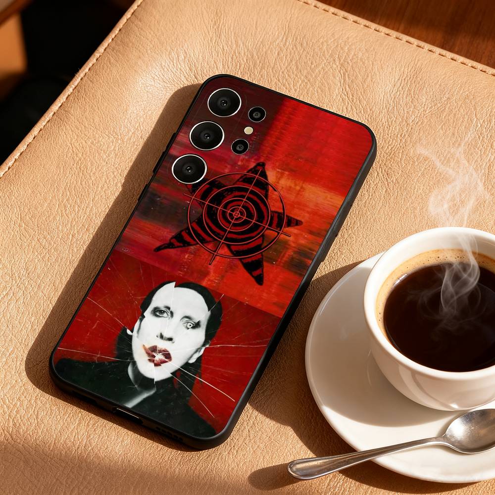 

M-Manson M-MarilynS Singer Phone Case For Samsung S26,S25,24,23,22,30,21,10,9,Ultra,Plus,Lite,Black Soft Case Samsung S25Plus