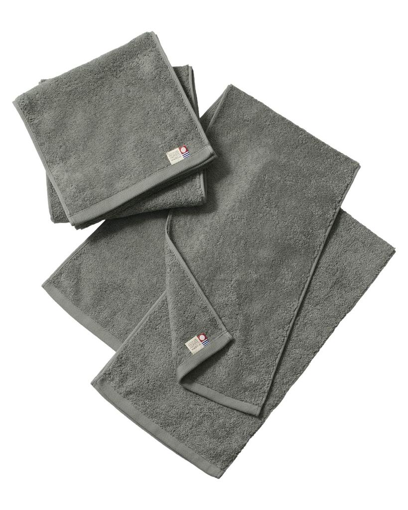 Slim Face Imabari Set of Medium 22 x Made in Plain [aso] Towels, 4, Thick, 82cm, 100% Cotton, Japan, Moffin, Charcoal, cy-mf319-sf4-a-ch