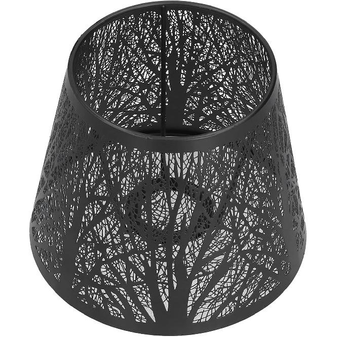 Wrought Iron Lampshade Dust Proof Lamp Covers Carved Forest Tree Shaped E27 Modern Mini Lamp Shade for Table Lamp Bedroom Bedside Decor(Black)