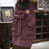Women Vintage Winter Coats O-Neck Sleeveless Chinese Style Button Patchwork Pockets Solid Color Coats