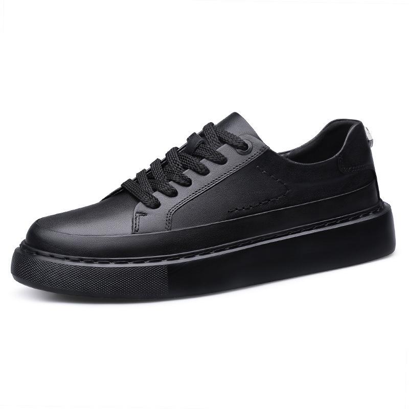 Spring Collection: Thick Sole Height-Boosting White Leather Sneakers for Couples – Trendy, Versatile, Casual Sports Shoes